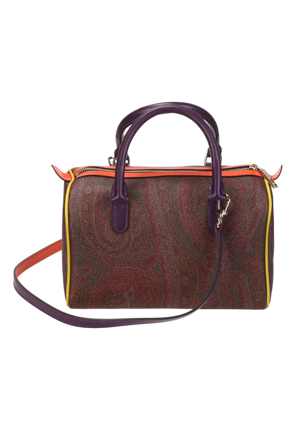 shop ETRO  Bauletto: Etro borsa bauletto realizzata nell'inconfondibile tessuto Paisley jacquard e impreziosita da dettagli in pelle multicolor.
Tracolla regolabile e removibile (altezza: 55 cm).
Chiusura con cerniera.
Tasca interna con cerniera.
Lucchetto removibile con chiave.
Accessori metallici con finitura dorata.
Fodera in tessuto logato ETRO.
Dimensioni: 25,5 x 16,5 x 14,5 cm.
Tessuto estrno: Tessuto di cotone Paisley jacquard spalmato con grana opaca e doppiato in tela, (76% cotone 24% poliestere).
Finiture: 100% pelle di vitello.
Fodera: 66% cotone, 34% poliestere.
Made in Italy.. 0H857 8040-8000 number 5460257